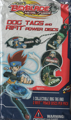 2012 beyblade metal fusion dog tags and rifit power discs pack