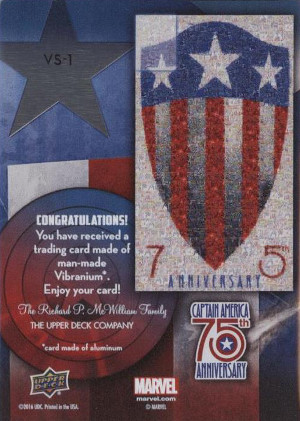2016 upper deck captain america 75th anniversary vs 1 back