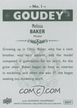 2016 upper deck goodwin champions goudey 1 melissa baker back
