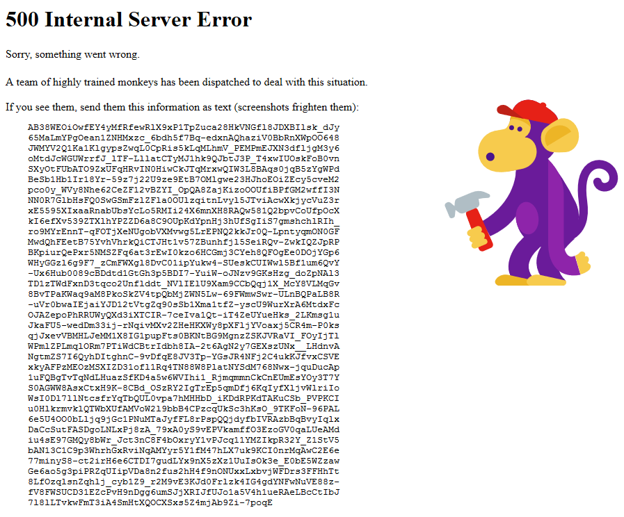 youtube 500 internal server error monkey
