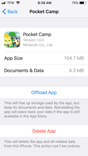 animal crossing pocket camp cant update 3