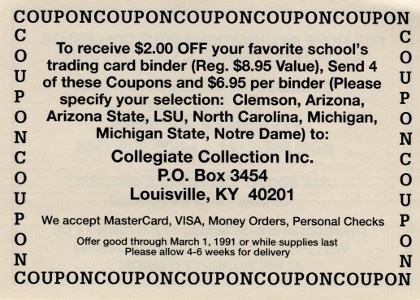 1990 collegiate collection coupon