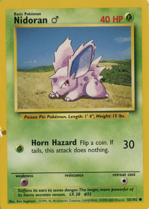 1999 pokemon tcg base set common 55 nidoran
