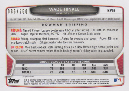 2013-bowman-baseball-orange-bordered-bp57-wade-hinkle-back
