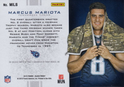 2015 panini black friday tools of the trade towels mil6 marcus mariota back
