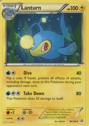 2015 pokemon trading card game xy primal clash uncommon 58 lanturn