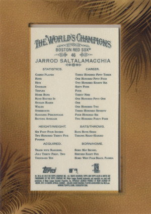 2015 topps allen and ginter worlds champions baseball 10th anniversary issue buyback 2012 topps allen and ginter baseball mini 46 jarrod saltalamacchia back