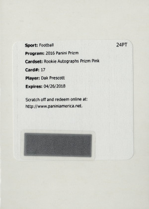 2016 panini prizm football pink prizm ra dp dak prescott