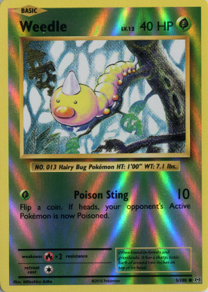 2016 pokemon tcg evolutions common reverse holo 5 weedle