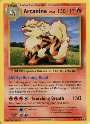2016 pokemon tcg evolutions rare 18 arcanine
