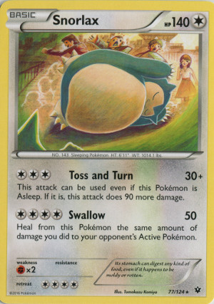 2016 pokemon tcg fates collide rare 77 snorlax