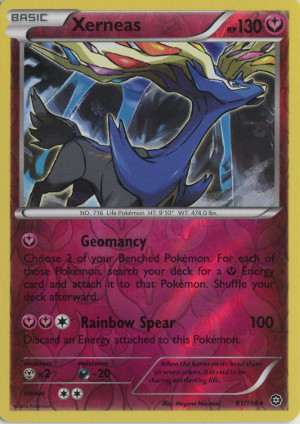 2016 pokemon trading card game xy steam siege rare reverse holo 81 xerneas