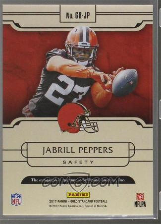 2017 panini gold standard golden rookies autographs gr jp jabrill peppers back