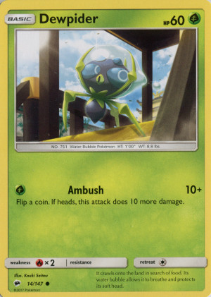 2017 pokemon tcg sun moon burning shadows common 14 dewpider