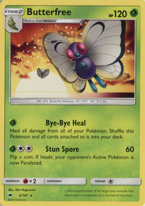 2017 pokemon tcg sun moon burning shadows rare 3 butterfree