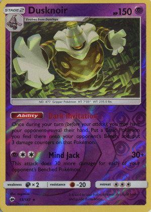 2017 pokemon tcg sun moon burning shadows rare reverse holo 53 dusknoir