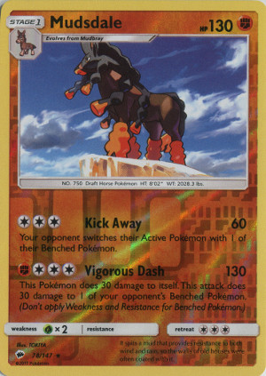 2017 pokemon tcg sun moon burning shadows rare reverse holo 78 mudsdale