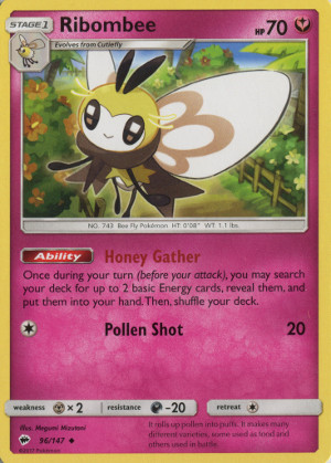 2017 pokemon tcg sun moon burning shadows uncommon 96 ribombee