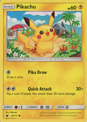 2017 pokemon tcg sun moon crimson invasion common 30 pikachu