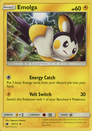 2017 pokemon tcg sun moon crimson invasion uncommon 35 emolga