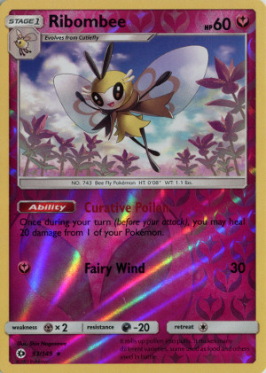 2017 pokemon tcg sun moon reverse holo rare 93 ribombee