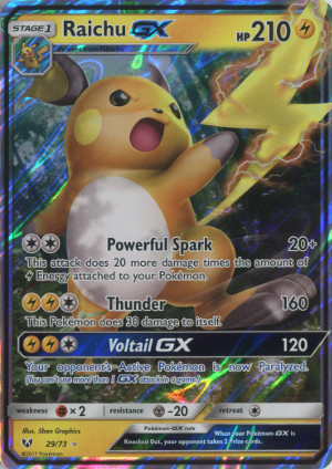 2017 pokemon tcg sun moon shining legends ultra rare 29 raichu gx