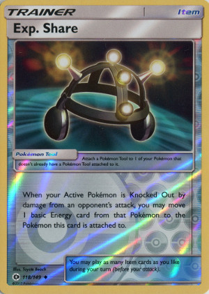 2017 pokemon tcg sun moon uncommon reverse holo 118 exp share