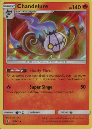 2017 pokemon trading card game sun and moon guardians rising rare holo 13 chandelure