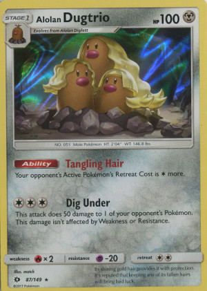 2017 pokemon trading card game sun and moon rare holo 87 alolan dugtrio