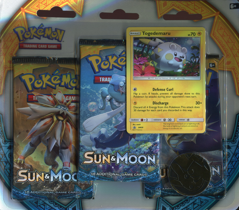 2017 pokemon trading card game sun and moon three pack blister