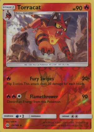 2017 pokemon trading card game sun and moon uncommon reverse holo 25 torracat