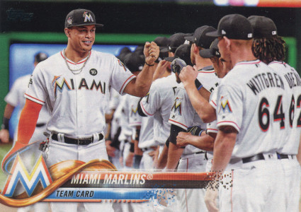 2018 topps series 1 baseball 73 miami marlins team card