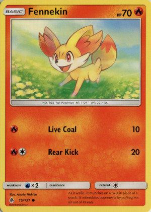 2018 pokemon tcg sun moon forbidden light common 15 fennekin