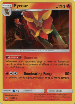 2018 pokemon tcg sun moon forbidden light rare holo 19 pyroar