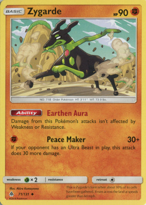 2018 pokemon tcg sun moon forbidden light uncommon 71 zygarde