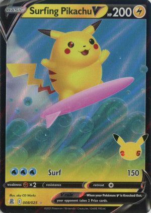 2021 pokemon tcg sword and shield celebrations ultra rare 008 surfing pikachu v